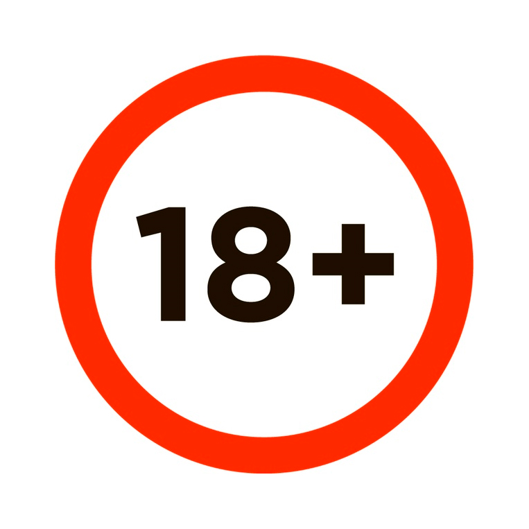 18 Надпись. 18 Значок. Ограничение 18 на прозрачном фоне. Знак 18 без фона.